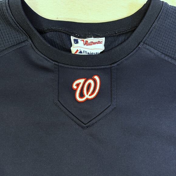 Majestic Washington Nationals Shirt Mens XL Authentic Waffle Sleeve Therma Base - Picture 3 of 8